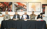 Pri generalnoj sjednici Hrvatskoga centra; s liva: Branimir Brezović, Štefan Pauer, Tibor Jugović, Ivo Domnanović i Gabriela Novak-Karall